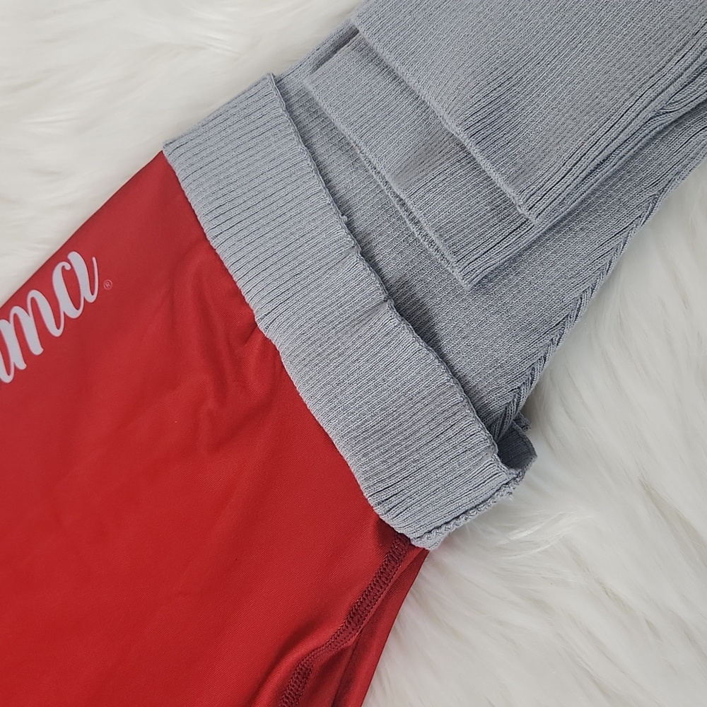 FOCOusa Forever, Women's Red And Gray Spandex And Gray Ribbed Leggings, Size L - Picture 7 of 7